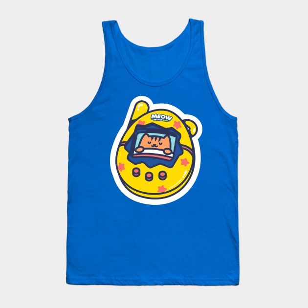 Yellow and Red Stars Tamagotchi Cat Tank Top by meowproject